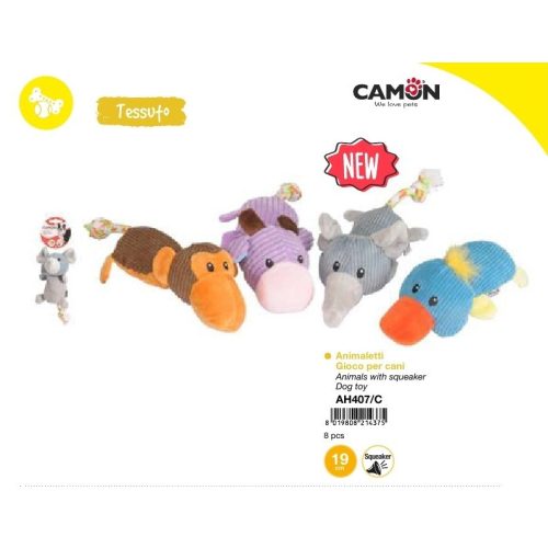 Állatformás sípolós textil játékok kutyáknak 19 cm - Camon