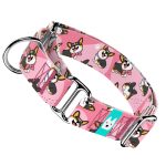 Pembroke Welsh Corgi, tricolor, rózsaszín - Kutya Félfojtó Nyakörv - april & june