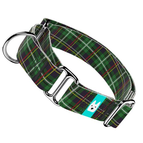 Klasszikus Zöld Kockás - Kutya Félfojtó Nyakörv - Martingale  - Classic Christmas Tartan Green - april & june