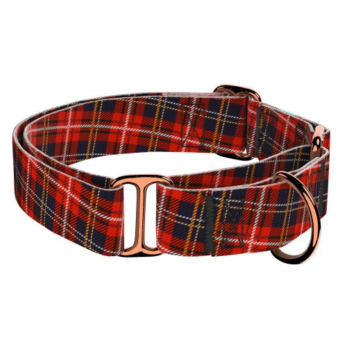 Klasszikus Piros Kockás - Kutya Félfojtó Nyakörv - Martingale  - Classic Christmas Tartan Red - april & june