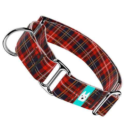 Klasszikus Piros Kockás - Kutya Félfojtó Nyakörv - Martingale  - Classic Christmas Tartan Red - april & june