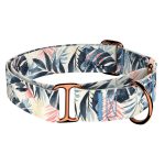 Kék és rózsaszín trópusi levelek - Kutya Félfojtó Nyakörv - april & june