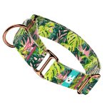 Monstera levelek rózsaszín alapon - Kutya Félfojtó Nyakörv - april & june