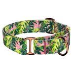 Monstera levelek rózsaszín alapon - Kutya Félfojtó Nyakörv - april & june