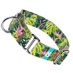 Monstera levelek rózsaszín alapon - Kutya Félfojtó Nyakörv - april & june