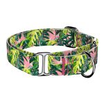 Monstera levelek rózsaszín alapon - Kutya Félfojtó Nyakörv - april & june