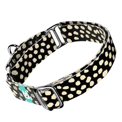 Bézs foltok fekete alapon - Kutya Félfojtó Nyakörv - april & june