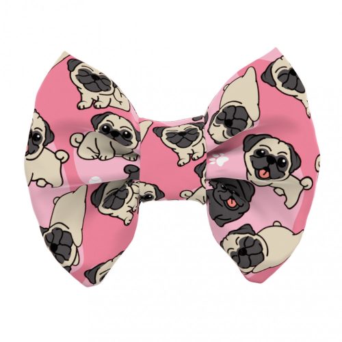 Mopsz, rózsaszín - Kutya csokornyakkendő - Pug, pink - april & june