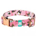 Pembroke Welsh Corgi, tricolor, rózsaszín - Kutya Nyakörv - april & june