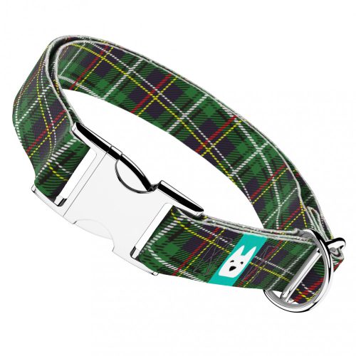 Klasszikus Zöld Kockás - Kutya Nyakörv - Classic Christmas Tartan Green - april & june