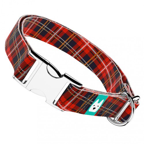 Klasszikus Piros Kockás - Kutya Nyakörv - Classic Christmas Tartan Red - april & june