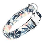 Kék és rózsaszín trópusi levelek - Kutya Nyakörv - april & june