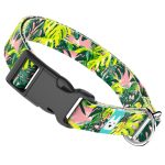 Monstera levelek rózsaszín alapon - Kutya Nyakörv - april & june