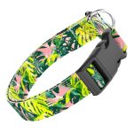 Monstera levelek rózsaszín alapon - Kutya Nyakörv - april & june