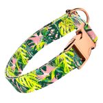 Monstera levelek rózsaszín alapon - Kutya Nyakörv - april & june