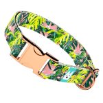 Monstera levelek rózsaszín alapon - Kutya Nyakörv - april & june