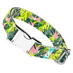 Monstera levelek rózsaszín alapon - Kutya Nyakörv - april & june