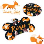 april & june - Dog ID Tag - Cute Little Fox Black