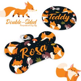 april & june - Dog ID Tag - Cute Little Fox Black