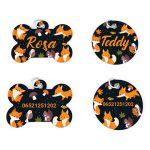 april & june - Dog ID Tag - Cute Little Fox Black