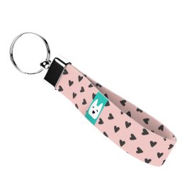   Szivecskés, rózsaszín - Kulcstartó - Black Hearts on Pink - april & june