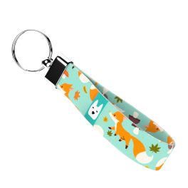   Róka mintás, zöld - Kulcstartó - Cute Little Fox Light - april & june