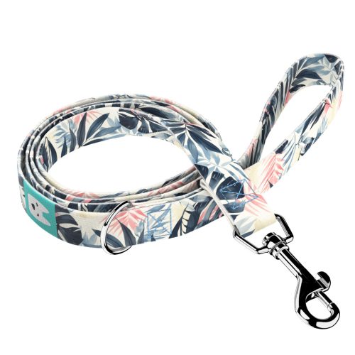 Kék és rózsaszín trópusi levelek - Kutya Póráz - Blue and Pink Tropical Leaves - april & june