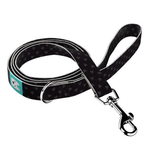 Szivecskés, fekete - Kutya Póráz - Black Hearts on Black - april & june