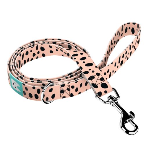 Fekete foltok rózsaszín alapon - Kutya Póráz - Black dots on pink - april & june