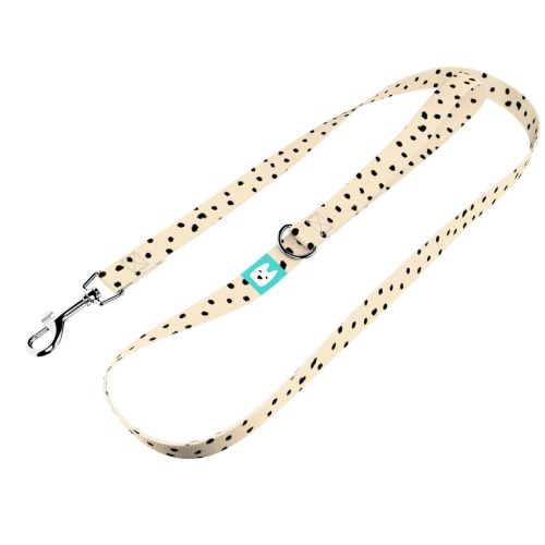 Fekete foltok bézs alapon - Kutya Póráz - Black dots on beige - april & june