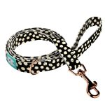 Bézs foltok fekete alapon - Kutya Póráz - Beige dots on black - april & june