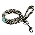 Bézs foltok fekete alapon - Kutya Póráz - Beige dots on black - april & june