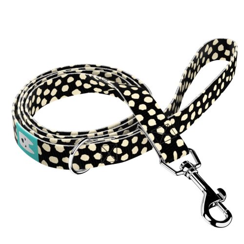 Bézs foltok fekete alapon - Kutya Póráz - Beige dots on black - april & june