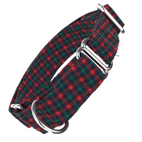 Elegáns Karácsonyi Kockás Félfojtó Kutya Nyakörv - Elegant Christmas Tartan - april & june