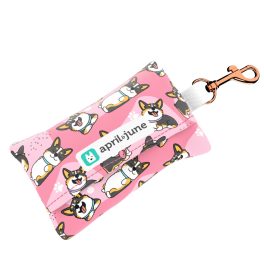   Pembroke Welsh Corgi, tricolor, pink - Poop bag holder - april & june