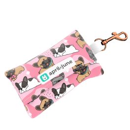   Francia Bulldog, rózsaszín - Kutyakaki zacskó tartó - French Bulldog, pink - april & june