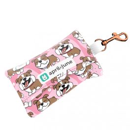 English Bulldog, pink - Poop bag holder - april & june
