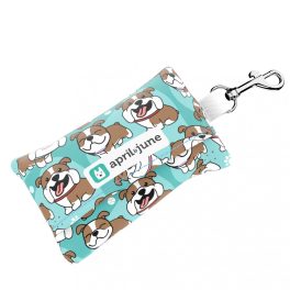 English Bulldog, blue - Poop bag holder - april & june