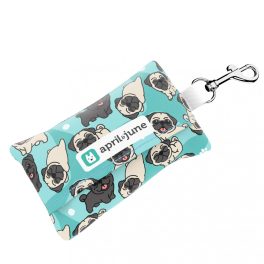Pug, blue - Poop bag holder - april & june