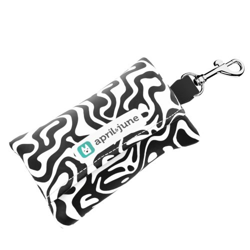 Fekete-fehér kavalkád - Kutyakaki zacskó tartó - Black and white swirl - april & june