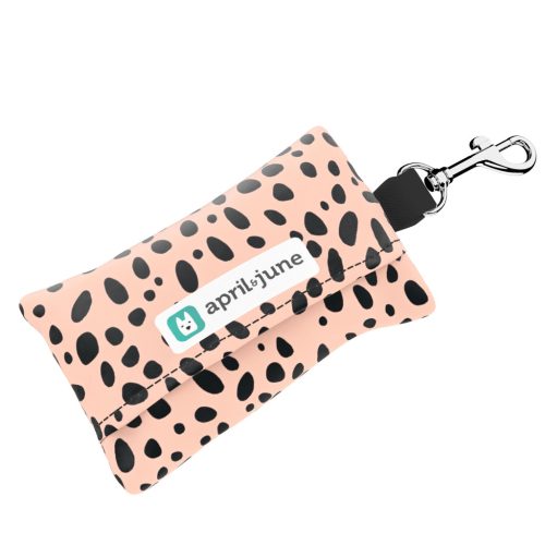 Fekete foltok rózsaszín alapon - Kutyakaki zacskó tartó - april & june